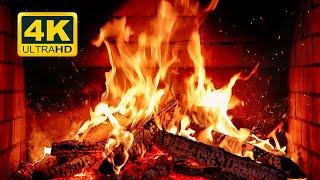  Cozy Fireplace 4K (12 HOURS). Fireplace with Crackling Fire Sounds. Fireplace Burning 4K