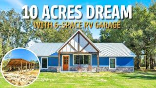 We Toured A RARE FLORIDA Custom Home With 10 ACRES Agricultural Land & 6-Space RV Garage!