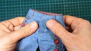 Как сшить джинсы для кукол - Часть 8. Пояс. - DIY doll Jeans Part 8