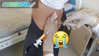 Injection in the buttock. Intramuscular injection