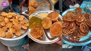 7 पूरियां सब्ज़ी रायता और जलेबी मात्र Rs.40/-| Street Food Patna | Bihari Nashta