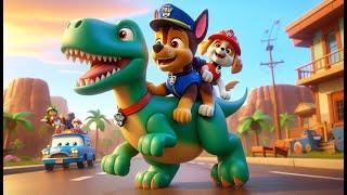 Paw Patrol The Mighty Movie | CHASE Are Riding A Dinosaur! Very Funny Story - Rainbow 3