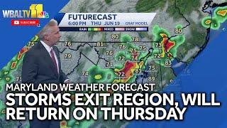Maryland weather forecast: Storms exit region, expected to return Thursday