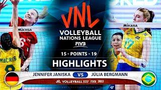 Jennifer Janiska vs Júlia Bergmann | Germany vs Brazil | Highlights | Women's VNL 2022 (HD)