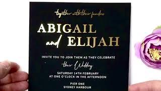 Abigail Black and White Invitation with Gold Foil