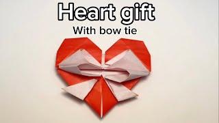 How to Make an Easy Origami Heart Gift with Bow Tie