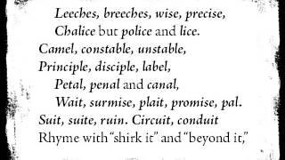 The Chaos!    A poem about English by Gerard N  Trenité   American English Pronunciation