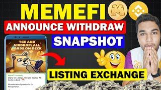 Memefi Listing On Binance Big Update - Memefi Airdrop Withdraw Date 30 October | Memefi Snapshot