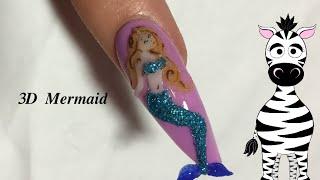 3D Mermaid Acrylic Nail Art Design Tutorial (REQUEST)