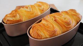 Puff Pastry Butter Bread Loaf | Easiest Recipe | So many layers Like Machine made | Qiong