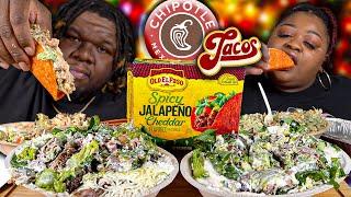 WE MADE CRUNCHY TACOS FROM OUR CHIPOTLE ORDER!!! | MUKBANG EATING SHOW