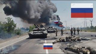 Terrifying Moment! How the Russian T-90M Tank was destroyed by the M1 ABRAMS Tank in Ukraine Territo