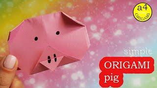 Оригами свинка из бумаги Простое оригами животные  DIY ORIGAMI PAPER PIG