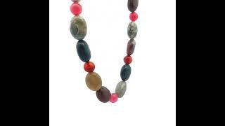 Natural Jasper Nugget & Carnelian Jade Gemstone Necklace