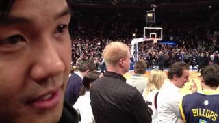 紐約看NBA  尼克vs金塊.....我們的位子還真棒啊！