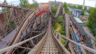 This Classic Wooden Roller Coaster is Manually Operated! Linnanmaki Finland Vuoristorata Onride POV