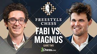 FABIANO vs. MAGNUS! Can Fabi Make A Comeback? Freestyle Chess 2024 Game 2