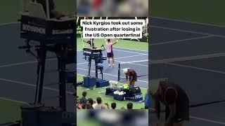 Rackets were flying after Nick Kyrgios lost in the US Open quarterfinals 