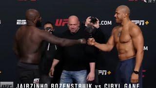 Jairzinho Rozenstruik & Ciryl Gane Respectful Faceoff / Staredown (Dana Looks Tiny)