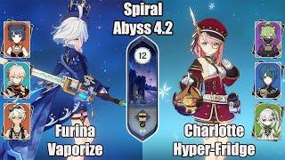 C0 Furina Vaporize And C2 Charlotte Hyperfridge SPIRAL ABYSS 4.2 - Genshin impact