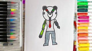 Cómo DIBUJAR y PINTAR a BADGY de PIGGY ROBLOX/how to DRAW And PAINT BADGY from PIGGY ROBLOX