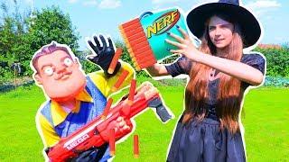 Nerf Битва с Бабой Ягой или как МЫ ОБХИТРИЛИ ПРИВЕТ СОСЕДА