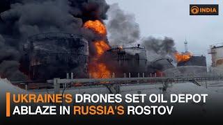 Ukraine's drones set oil depot ablaze in Russia's Rostov | DD India