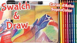 Swatch & Draw | Caran d'Ache SupraColor | Watercolor Pencils | JynDrawz