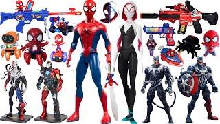 Marvel Venom Doll Series unboxing, popular Marvel toys, glowing Spider Man electric toy gun