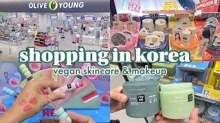 shopping in Korea vlog  vegan skincare & makeup haul  Oliveyoung clean kbeauty