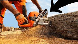 HUSQVARNA CHAINSAWS WOLFE RIDGE 22 RS SPLITTING BIG OAK!