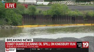 Coast Guard trying to find source of oil spill off of Cuyahoga River in Cleveland