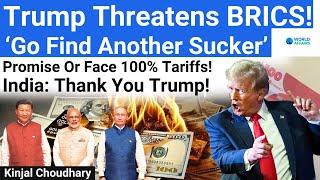 Trump Threatens BRICS, But Why Is India Happy? BRICS Currency & De-Dollarization! World Affairs