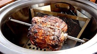 Leg of Lamb on the Rotisserie Recipe - Caliber Thermashell Kamado Charcoal Grill - BBQGuys