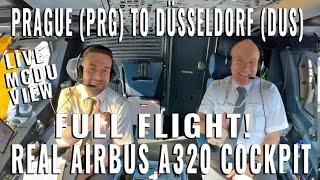 FULL AIRBUS COCKPIT FLIGHT: PRAGUE   (PRG) TO DÜSSELDORF  (DUS)!  IN REALTIME!  ! 6 CAM + AUDIO