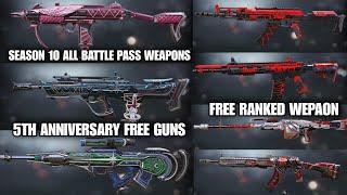 Season 10 All Battle pass Wepaons Gameplay | Season 10 5th Anniversary Free Wepaons & Paid Codm 2024