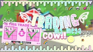 I TRADED MY MEGA COW!? #adoptme #preppy #roblox #pink #popular #trade #adoptmetrades #rich #viral