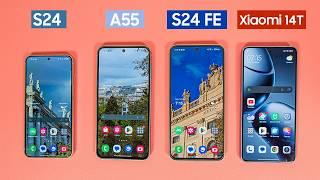 Samsung S24 FE vs S24 vs A55 vs Xiaomi 14T Battery Test