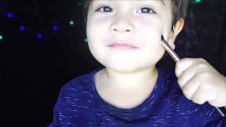 Alex Prin Braun plays around with makeup brush (2y 6m)