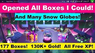 WoT Blitz Lion Tank Event - Opening Snow Globes & Boxes of Presents on all accounts! WON TOP TANKS!!