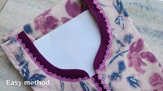 For Beginners step by step Patch work Neck Design Easy cutting and stitching