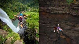 11 YR Old Girl Tries the World largest Waterfall Rope Swing. Bucket List Sri Lanka!