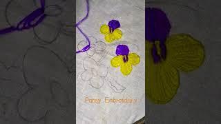 Pansy Embroidery #shorts #pansyflower subscribe  colourful needle