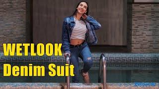 WETLOOK Denim Suit | Wetlook Striped T-shirt | Wetlook Reebok Sneakers