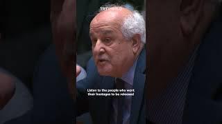 Palestine's UN representative Riyad Mansour tells Israel to comply with intl law