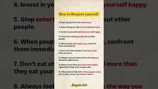how to respect yourself #motivation #youtubeshorts