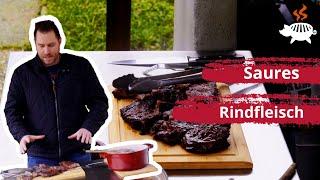 Saures Rindfleisch vom Grillschweine Griddle