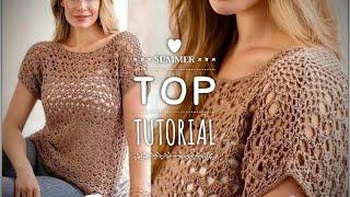 ВЯЖЕМ: КЛАССНЫЙ ТОП  "GLOSSY"!  ПОДРОБНЫЙ МАСТЕР-КЛАСС!  BEAUTIFUL CROCHET TOP 🪸