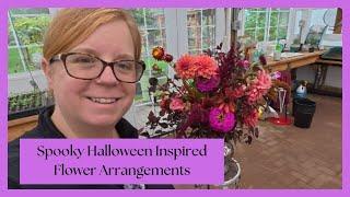 Harvesting Flowers for a Spooky Halloween-Inspired Flower Arrangement 