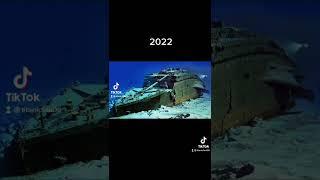 Titanic wreck before vs now